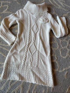 Classic Cream Cable Turtleneck Sweater Dress